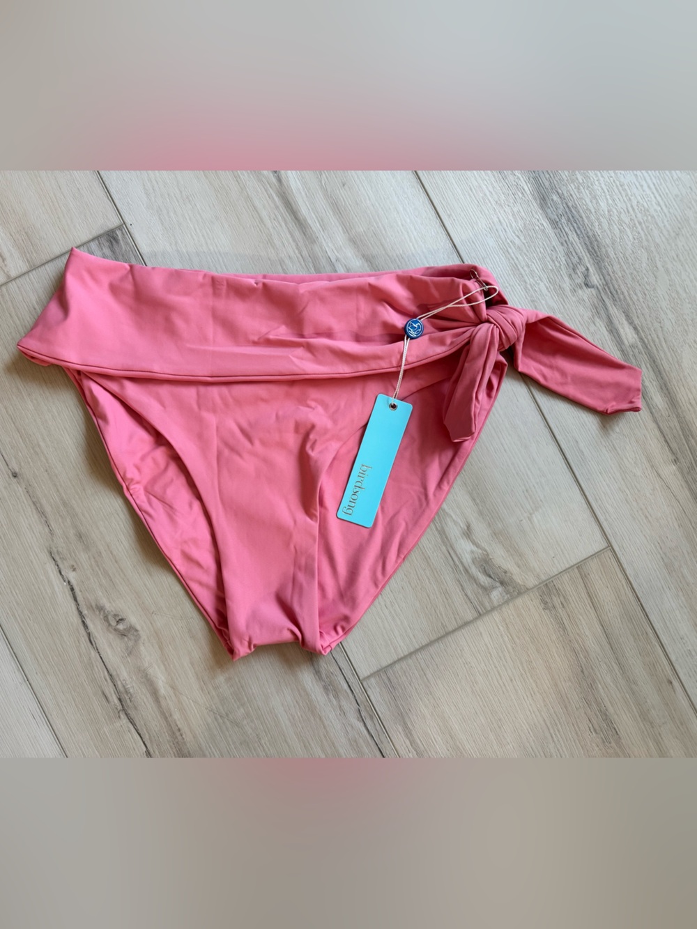 Women’s Birdsong Sash Fold-Over Bikini Bottom size M, color Blush